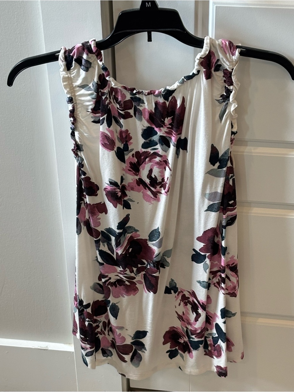 Maurices White Tank Top with Pink and Black Floral Print - Picture 3 of 4
